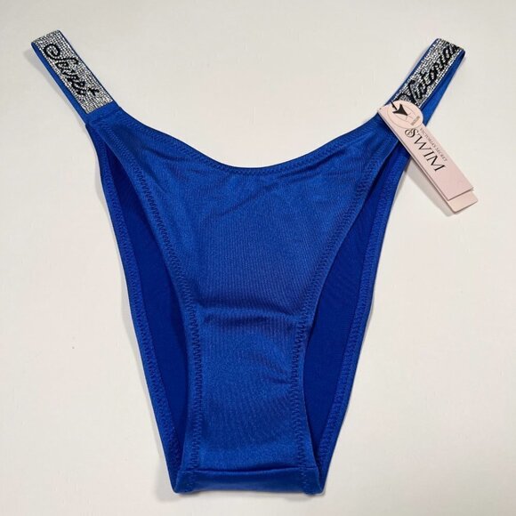 Victoria Secret 36DD L Bombshell Push Up Top Bikini Set LOGO Shine Strap Blue - Picture 7 of 10